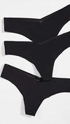 Commando Set Of Three Stretch Thongs In Black/black/black