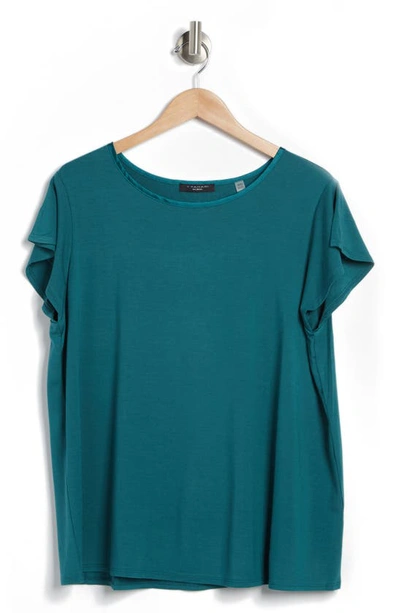 T Tahari Flutter Cap Sleeve T-shirt In Verdigris