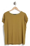 T Tahari Flutter Cap Sleeve T-shirt In Pea Green