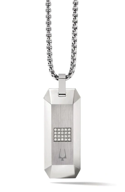 Bulova Stainless Steel Precisionist Diamond Pendant Necklace In Silver-tone