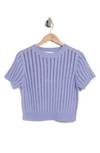 Elodie Pointelle Short Sleeve Sweater In Purple