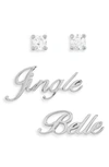 Ajoa Secret Santa Jingle Bells 2-pack Stud Earrings Set In Rhodium