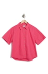 Kensie Collared Boxy Button-up Top In Pink Yarrow
