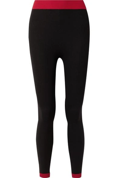 Nagnata Two-tone Technical-knit Stretch-cotton Leggings In Black