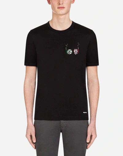 Dolce & Gabbana Cotton T-shirt With Patches In Black