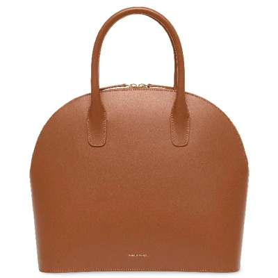 Mansur Gavriel Top Handle Rounded Leather Bag - Brown In Saddle