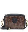 Fendi Mini Printed Coated-canvas And Leather Camera Bag In Marrone