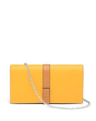 Loewe Calfskin Leather Wallet On A Chain In Yellow