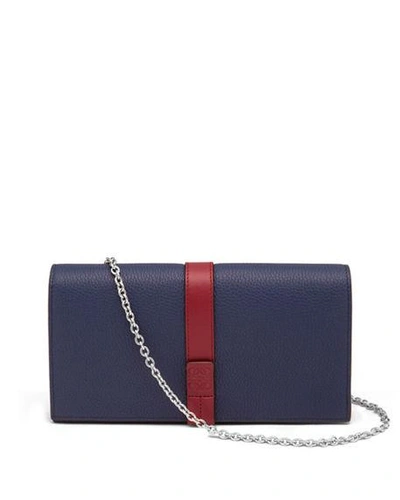 Loewe Calfskin Leather Wallet On A Chain In Blue