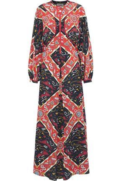 Opening Ceremony Woman Cutout Printed Silk Maxi Dress Red