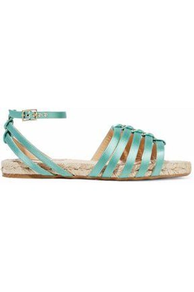 Charlotte Olympia Woman Cutout Silk-satin Espadrille Sandals Mint