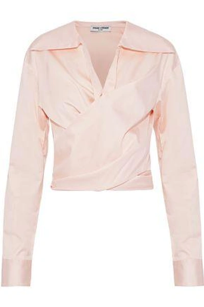 Opening Ceremony Woman Wrap-effect Cotton-blend Sateen Shirt Pastel Pink