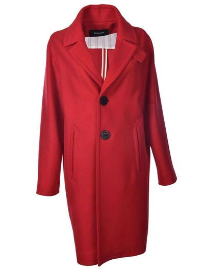 Dsquared2 Single Breasted Coat In Red