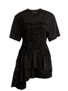 Simone Rocha - Cotton Jersey Ruched Bead Embellished T Shirt - Womens - Black