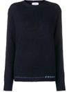 Prada Cashmere Intarsia-logo Sweater In Blue