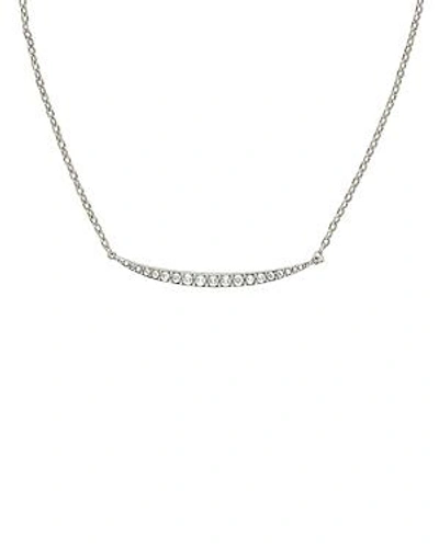 Adore Curved Crystal Bar Necklace In Silver
