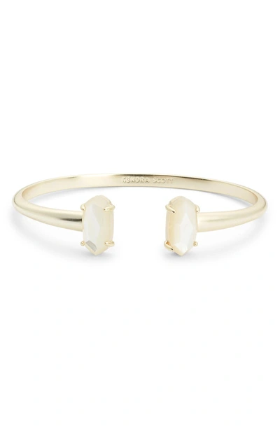 Kendra Scott Edie Two-stone Bangle Bracelet In Ivory Mop/ Gold