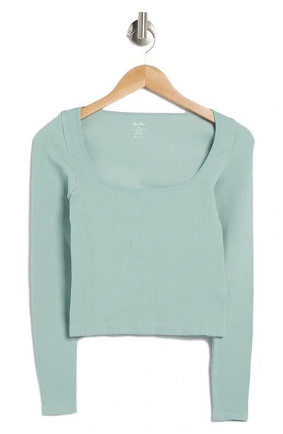 Elodie Square Neck Long Sleeve Top In Dusty Teal