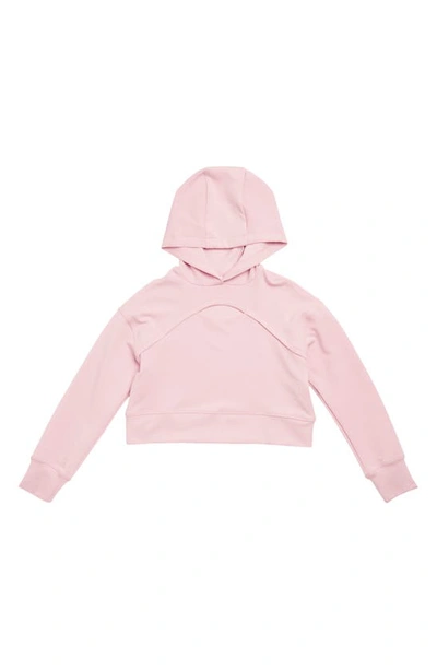 90 Degree By Reflex Kids' Zoe Scuba Crop Hoodie In Pink Lavender