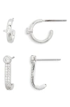 Ajoa Cheeky Set Of 2 Hoop Earrings In Rhodium