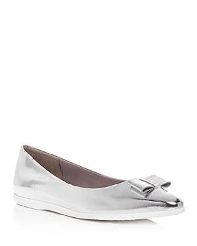 Cole Haan Women's 3.zerogrand Leather Pointed Toe Ballet Flats In Silver