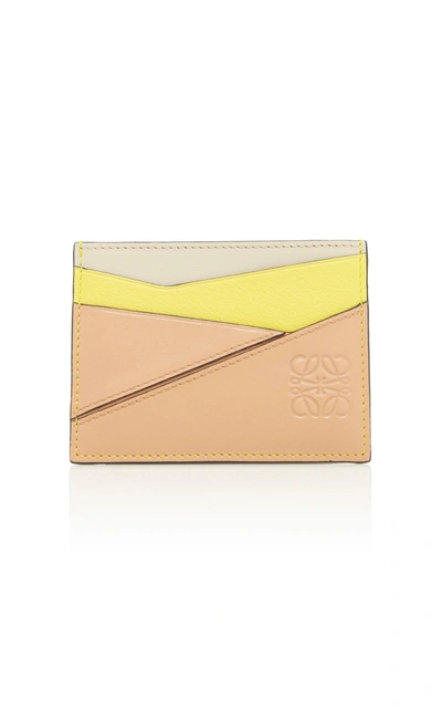 Loewe Puzzle Leather Card Holder In Yellow