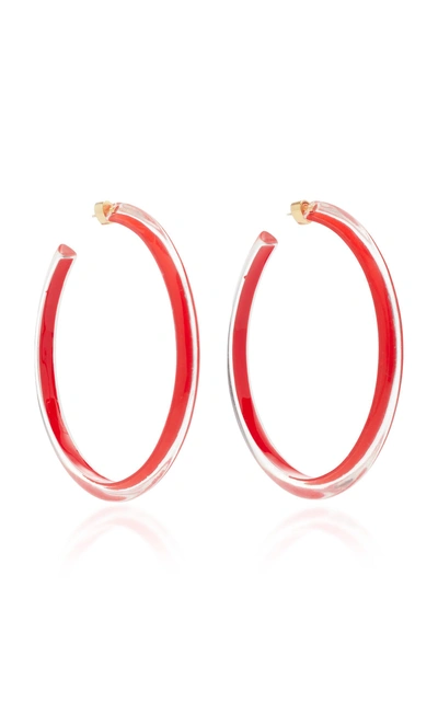 Alison Lou Large Jelly Lucite Hoop Earrings In Red