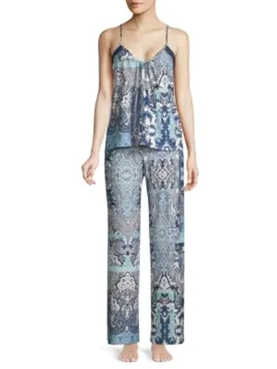 In Bloom On The Water Camisole And Pants Set In Navy Aqua