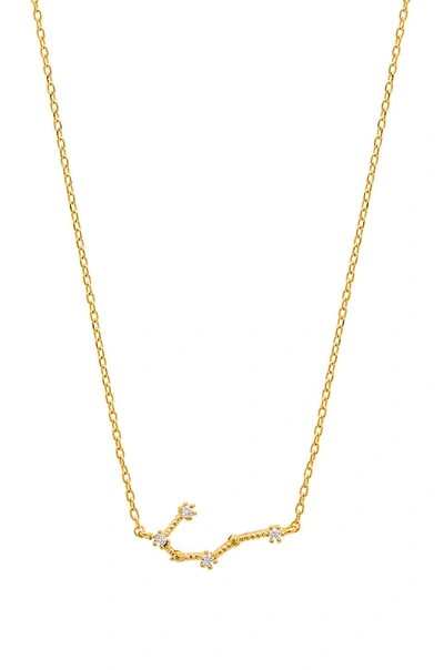 Wanderlust + Co Gemini Zodiac Necklace In Metallic Gold.