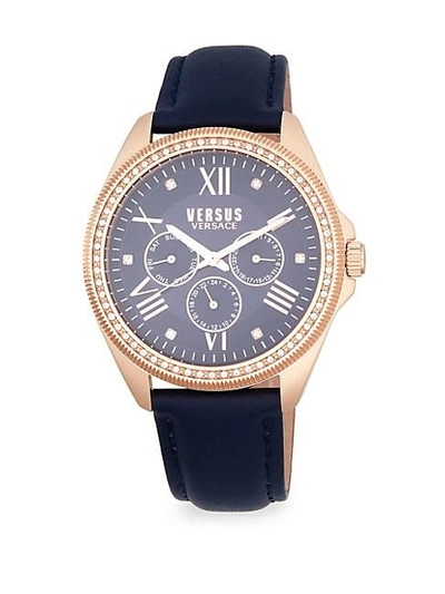 Versus Elmont Stainless Steel Embellished Strap Watch In Rose Gold