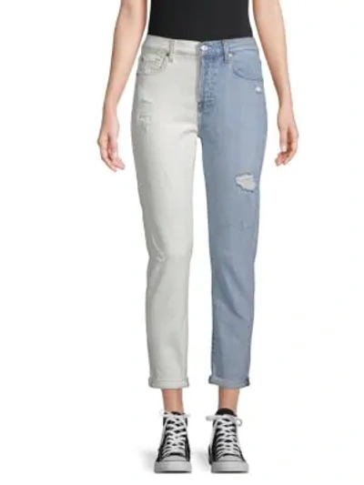 7 For All Mankind Josefina Two-tone Jeans In Cloud Sky