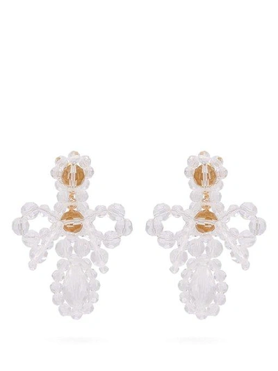Simone Rocha Crystal Embellished Cross Earrings In White
