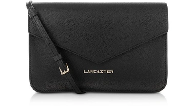 Lancaster Saffiano Signature Flap Clutch W/strap In Black