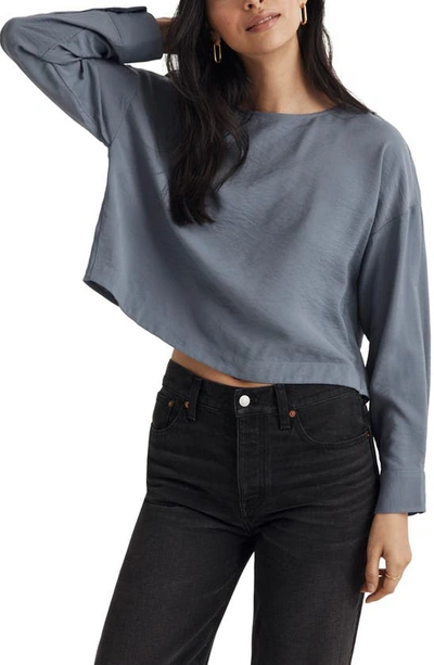 Madewell Relaxed Tulip Back Crop Top In Sunfaded Indigo