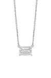 Lightbox 1-carat Lab Grown Diamond Emerald Cut Pendant Necklace In 14k White Gold