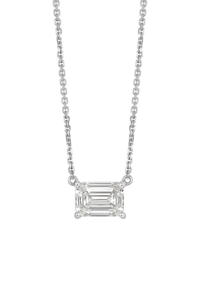 Lightbox 1-carat Lab Grown Diamond Emerald Cut Pendant Necklace In 14k White Gold