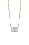 Lightbox 1-carat Lab Grown Diamond Emerald Cut Pendant Necklace In 14k Yellow Gold