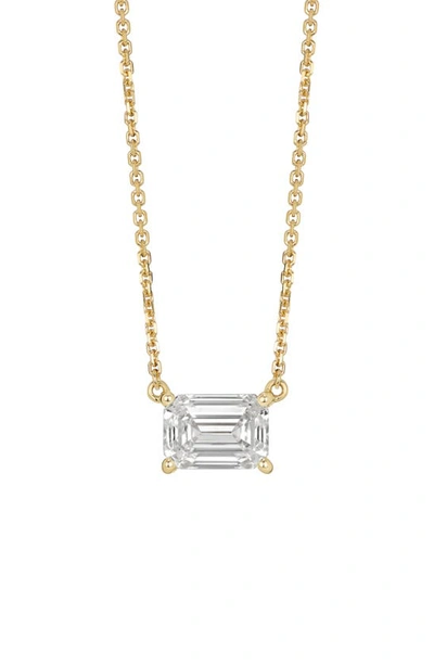 Lightbox 1-carat Lab Grown Diamond Emerald Cut Pendant Necklace In 14k Yellow Gold