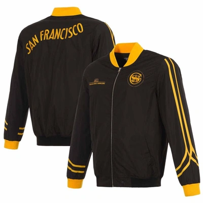 Jh Design Men's  Black Golden State Warriors 2023/24 City Edition Nylon Full-zip Bomber Jacket