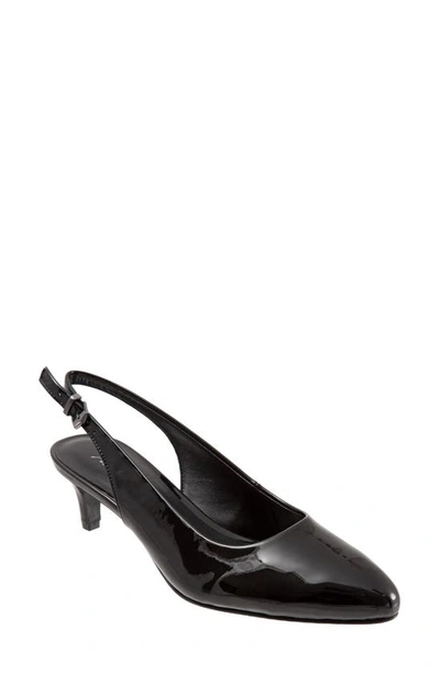 Trotters Keely Slingback Pump In Black Faux Patent Leather
