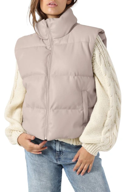 Noisy May Nanna Faux Leather Puffer Vest In Whisper Pink