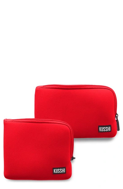 Kusshi On The Go Pouch Set In Red