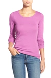 Caslon Scoop Neck Long Sleeve Cotton Knit Top In Purple Striking