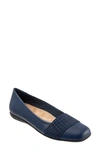 Trotters Samantha Flat In Navy Faux Leather