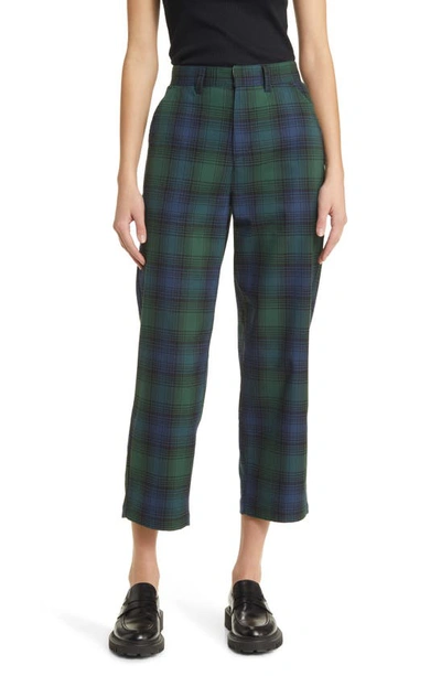 Brixton Niles Plaid Straight Leg Pants In Pine Needle