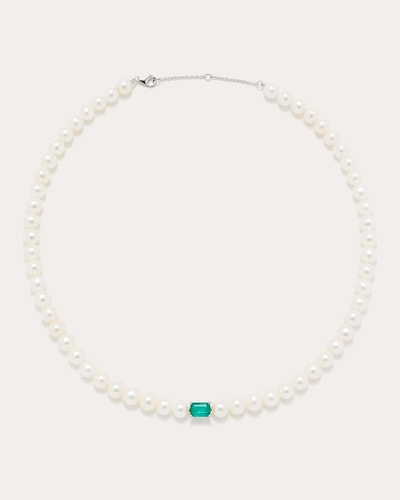Yvonne Léon Women's Emerald & Pearl Beaded Necklace In White