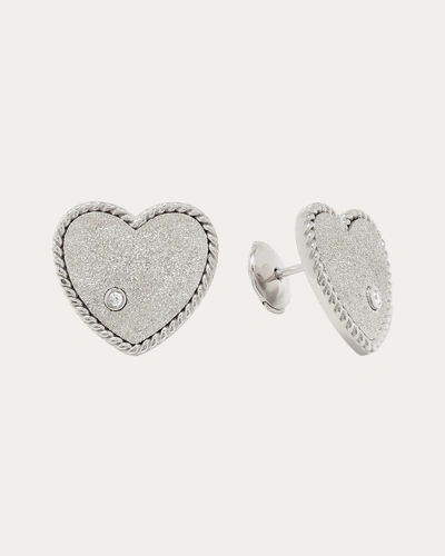 Yvonne Léon Women's Diamond & 9k White Gold Glitter Heart Stud Earrings In Silver