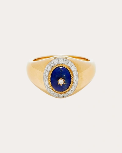 Yvonne Léon Women's Lapis Lazuli & Diamond Pompadour Cabochon Mini Signet Ring In Blue