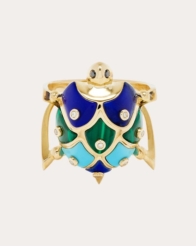 Yvonne Léon Women's Gemstone & Diamond Tortoise Ring In Blue/green