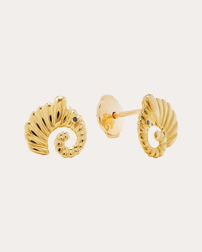 Yvonne Léon Women's Black Diamond & 9k Gold Elephant Coquillage Stud Earrings